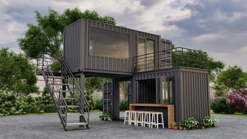 Framtidens cafe byggda av containers